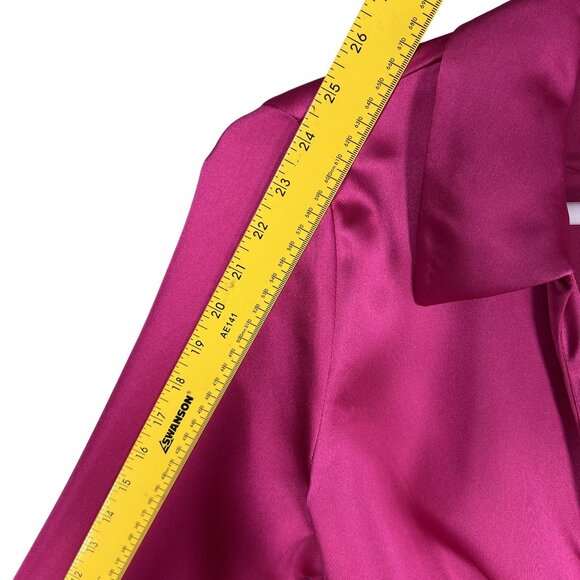 Zara XL NWT Blogger Favorite Pink Satin Cut Out Mini Dress Bell Sleeves Coquette - Picture 11 of 16